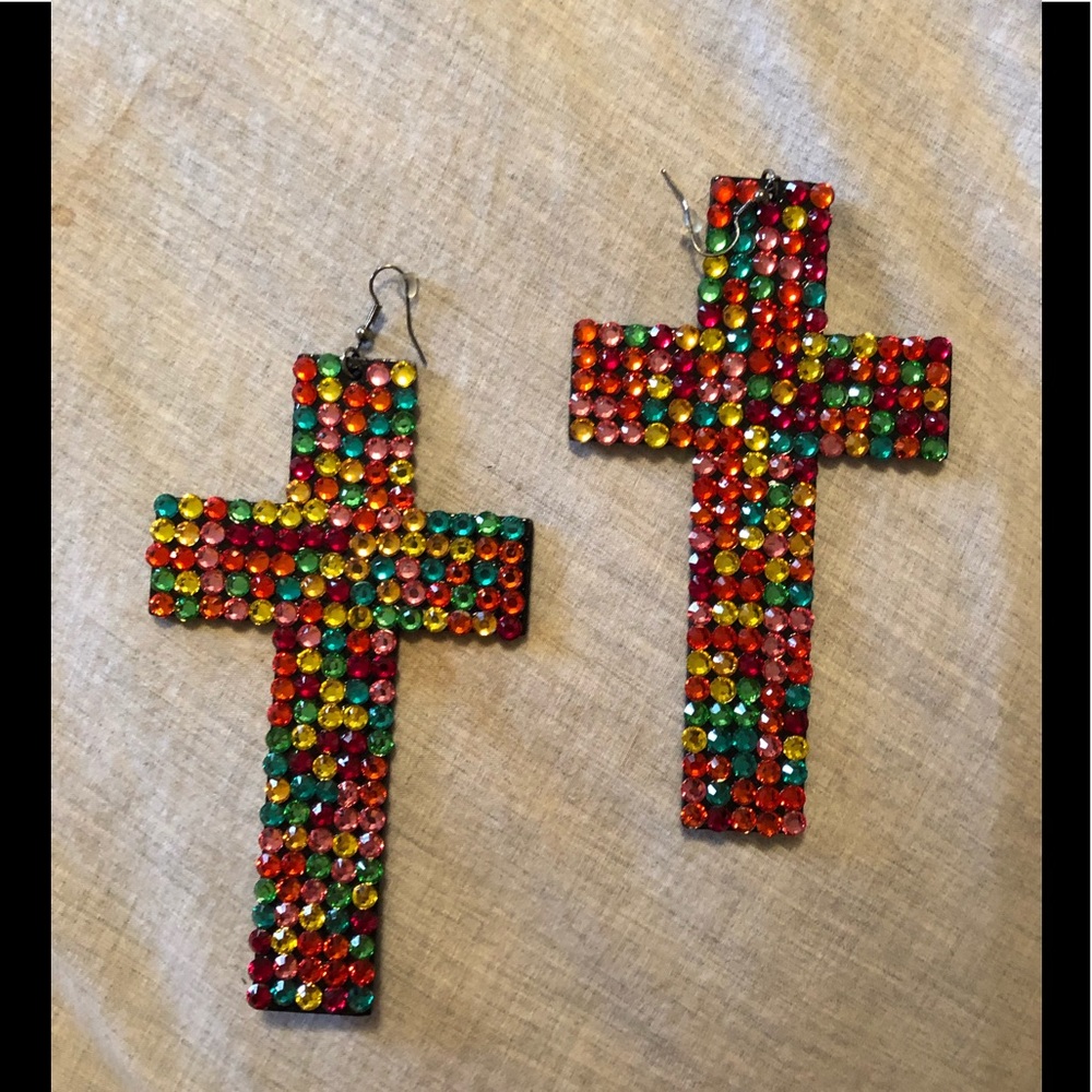 Big Disco Cross Earrings